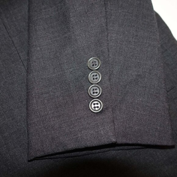 Pronto Uomo Men's Suit Jacket Size 46 Short Charcoal Gray 100% Wool Blazer 46S - Picture 4 of 9